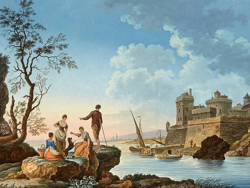1769-Johann Peter Girard - Veduta della zona intorno a Caudebec in Normandia